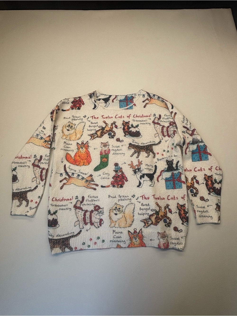 The Twelve Cats Of Christmas Christmas Sweater Woman’s L/XL